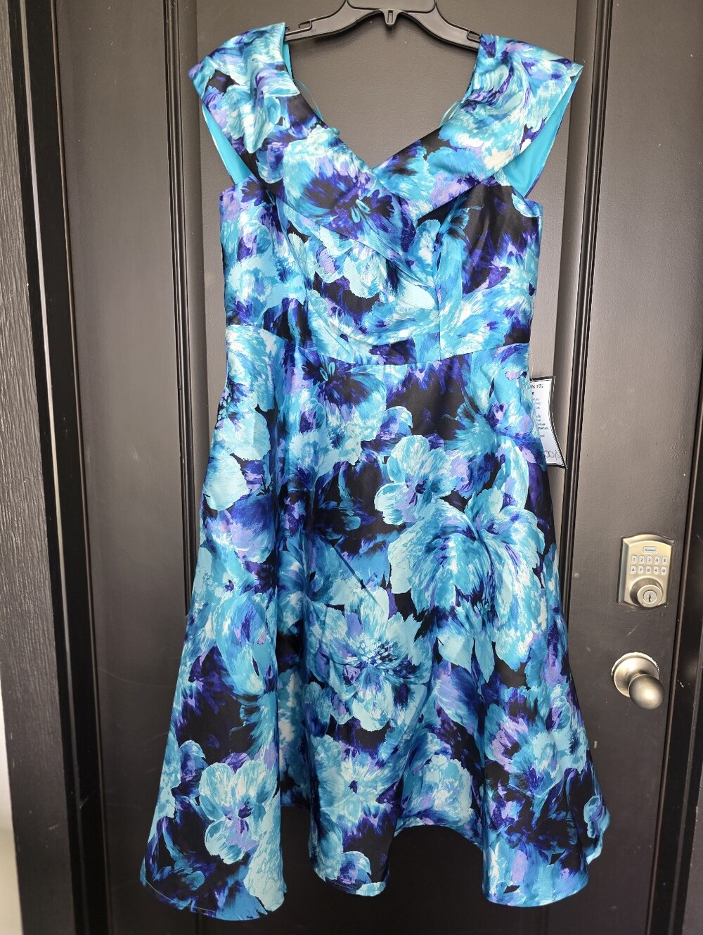 NWT Alex Evenings Blue Floral Fit & Flare Cocktail Dress Size 14 MSRP $199 - Picture 5 of 12